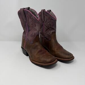 Dan Post Kids Western Cowboy Boots 13.5D Purple & Brown